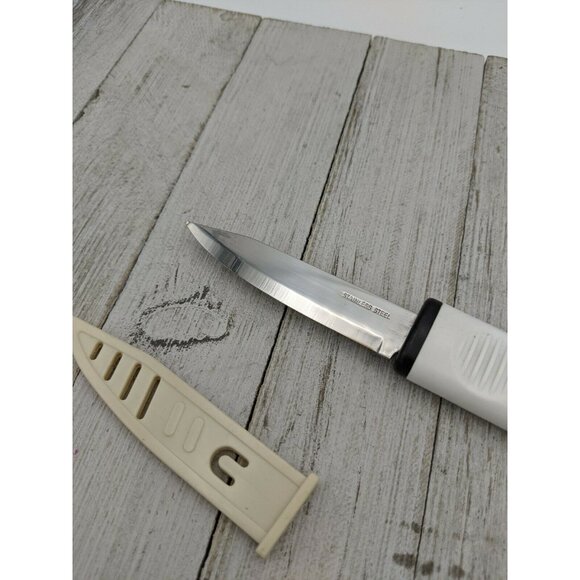 Shamburg Oil Vegetable Peeler Paring Knife 7 3/4" Stainless 3 1/2" Blade Cover - Picture 3 of 8